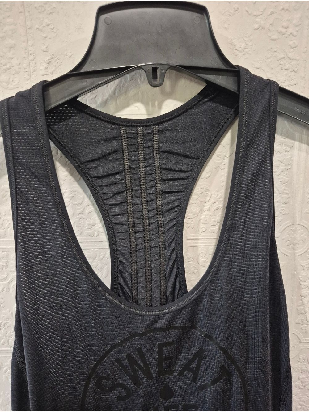 Lululemon Ruched Racerback Tank Top The Sweat Life Graphic Black Size 8 - Picture 3 of 5